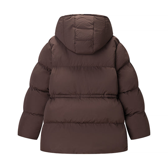Damen Langer wattierter Parka mit Kapuze, Taillenzug und Oversize-Silhouette Shop Nory