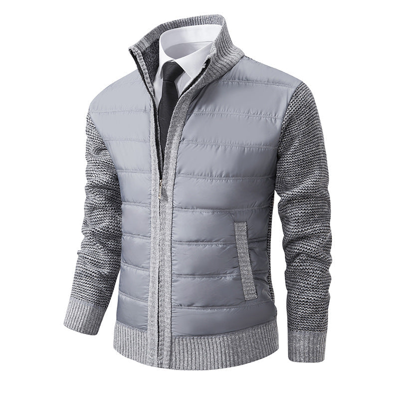 Herren gesteppte Hybridjacke mit modernem Kragen und elastischen Bündchen