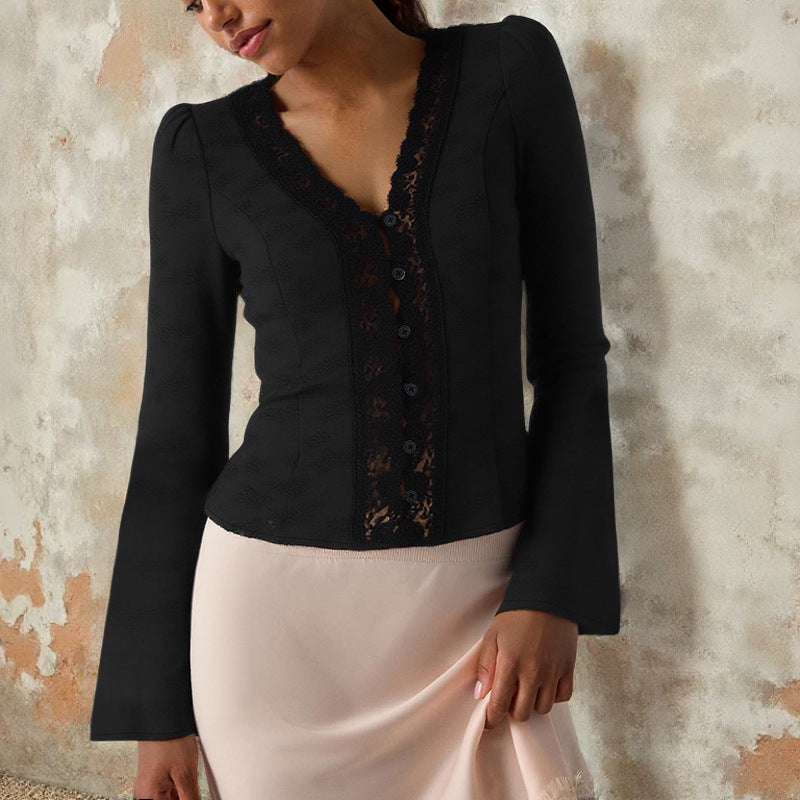 Damen Taillierter Spitzenblazer mit Knopfleiste und Peplum Shop Nory