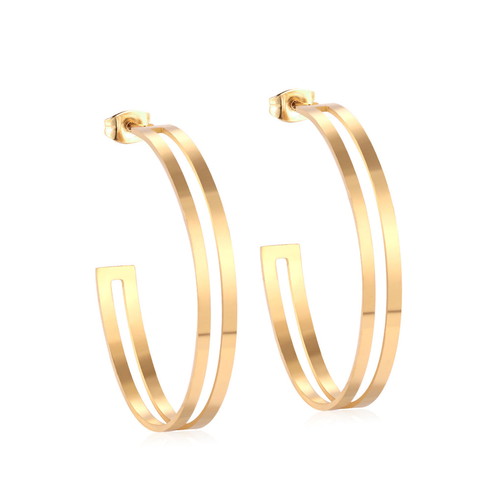 Damen elegante Creolen aus hochwertigem Edelstahl mit goldplattierter Oberfläche Shop Nory