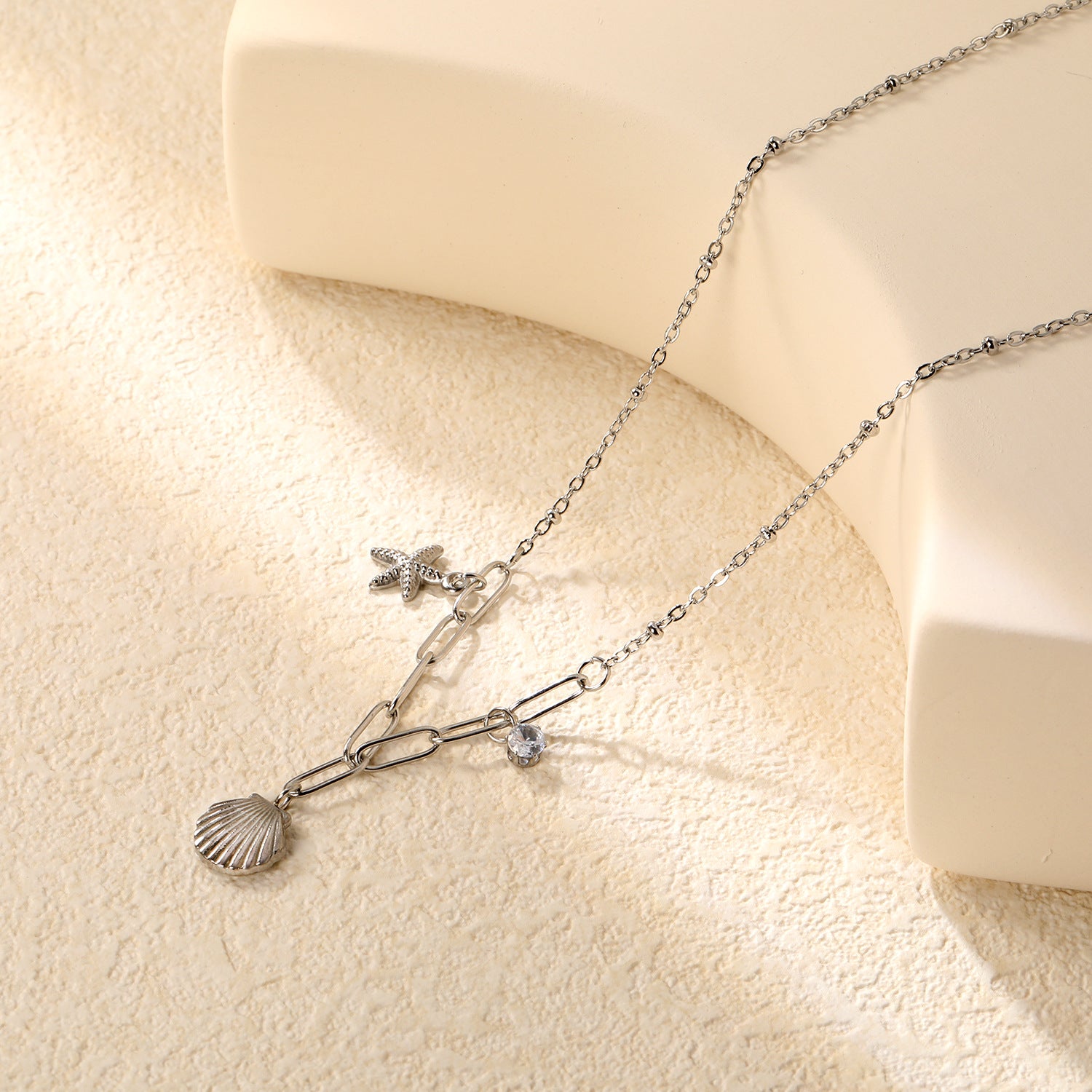 Damen Halskette mit maritimem Muschel- und Sternenanhänger Shop Nory