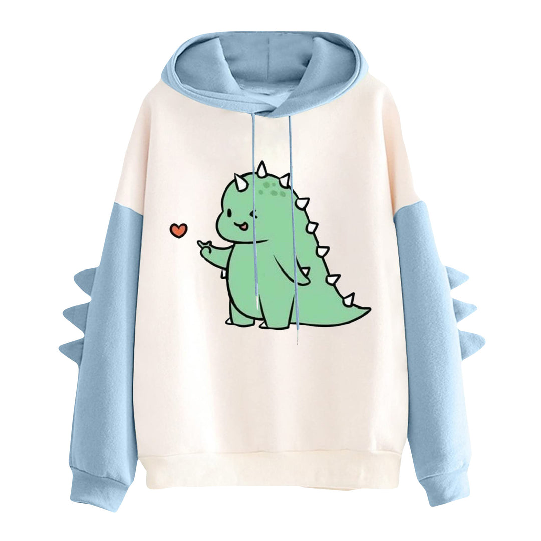 Damen nan Kapuzenpullover mit niedlichem Dinosaurierprint und dreidimensionalen Stacheln Shop Nory