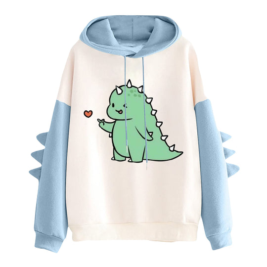 Damen nan Kapuzenpullover mit niedlichem Dinosaurierprint und dreidimensionalen Stacheln Shop Nory