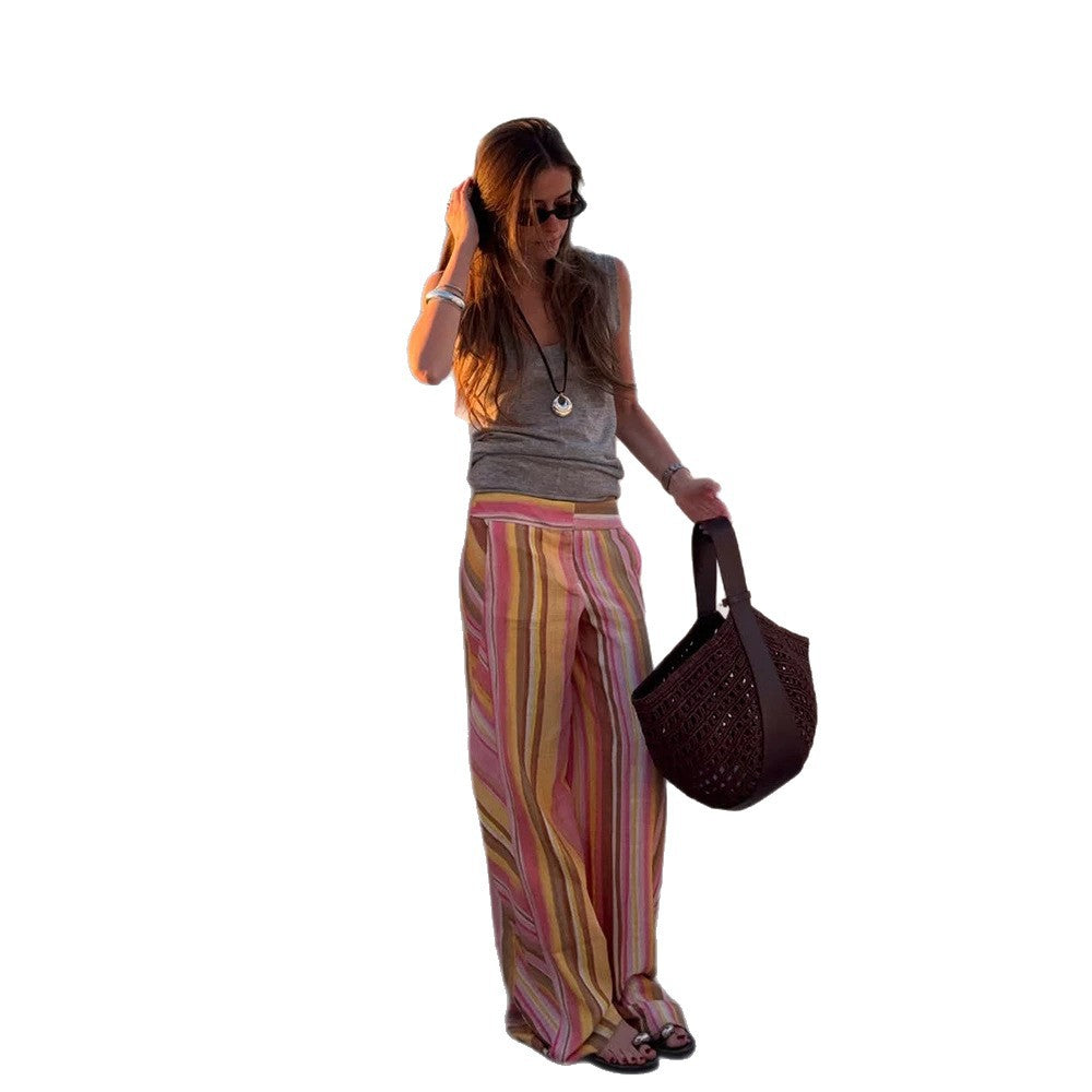 Damen Leichte High‑Waist Leinenhose mit weitem Bein, seitlichen Eingrifftaschen & langen Seitenschlitzen Shop Nory