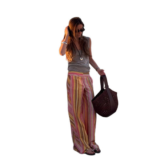 Damen Leichte High‑Waist Leinenhose mit weitem Bein, seitlichen Eingrifftaschen & langen Seitenschlitzen Shop Nory