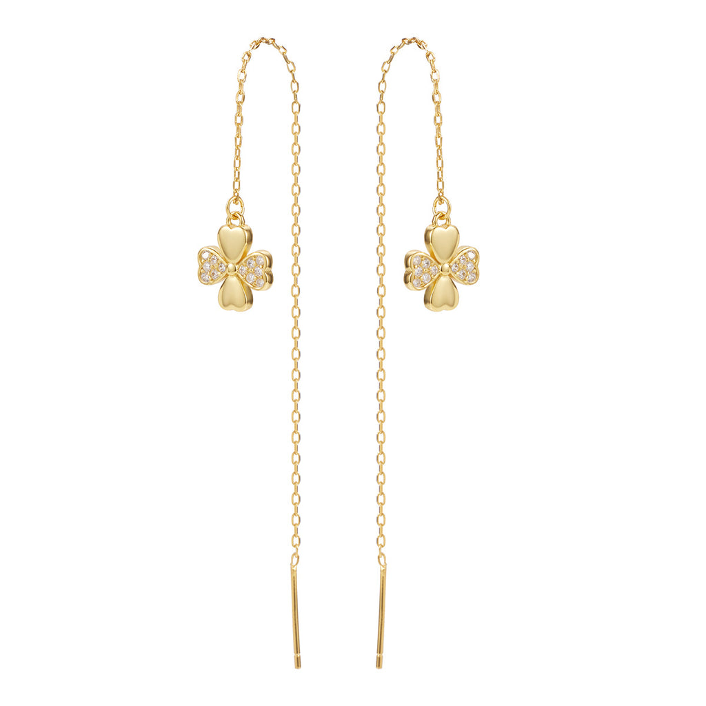 Damen Ohrringe mit filigranem Kleeblatt-Design und strahlenden Zirkonia Shop Nory