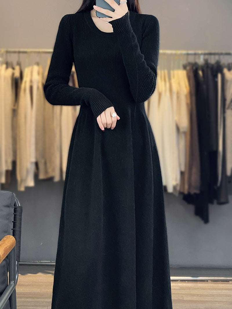 Damen Langärmeliges Midikleid aus Feinstrick mit taillierter A‑Linien‑Silhouette Shop Nory