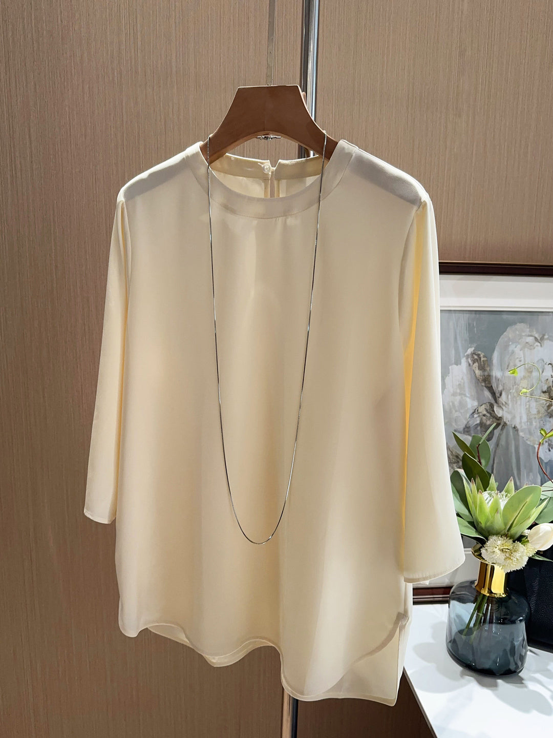 Damen Elegante und luftige Bluse mit drei Viertel-Ärmeln Shop Nory