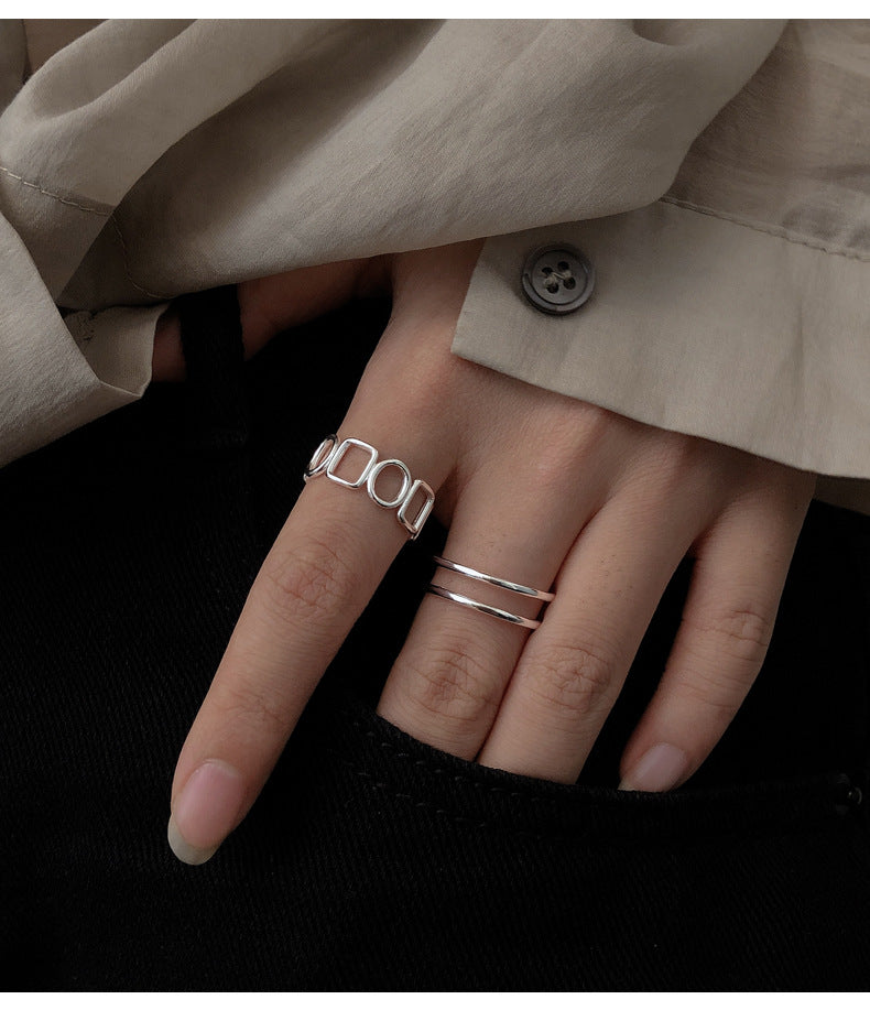 Damen Offener Ring mit modernem Rechteckdesign Shop Nory