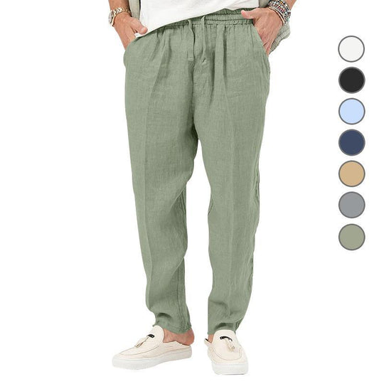 Herren nan lässige Leinenoptik Freizeithose mit elastischem Tunnelzugbund und schmal zulaufenden Beinen Shop Nory