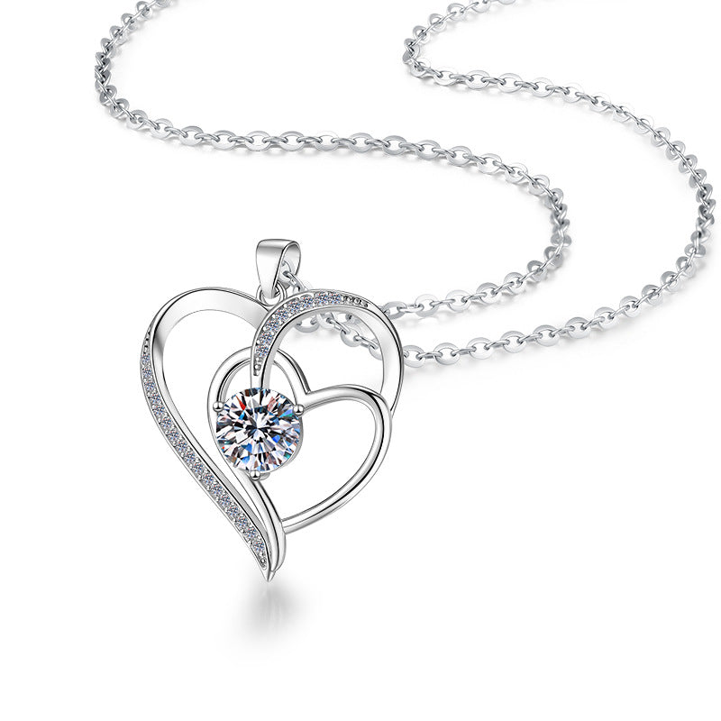 Damen Halskette mit herzförmigem Anhänger und funkelndem Zirkonia Shop Nory