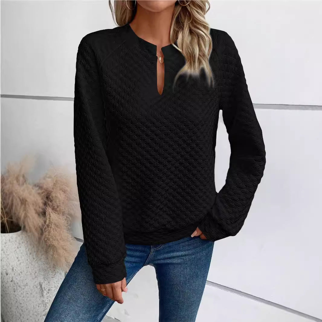 Damen Gesteppter Kuschel-Pullover mit Schlitzkragen Shop Nory