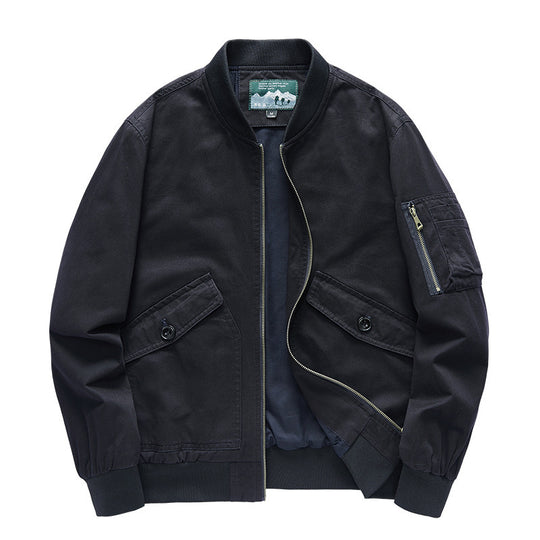 Herren Canvas-Bomberjacke im Utility-Fieldstil mit Ärmeltasche, Pattentaschen und geripptem Bund Shop Nory