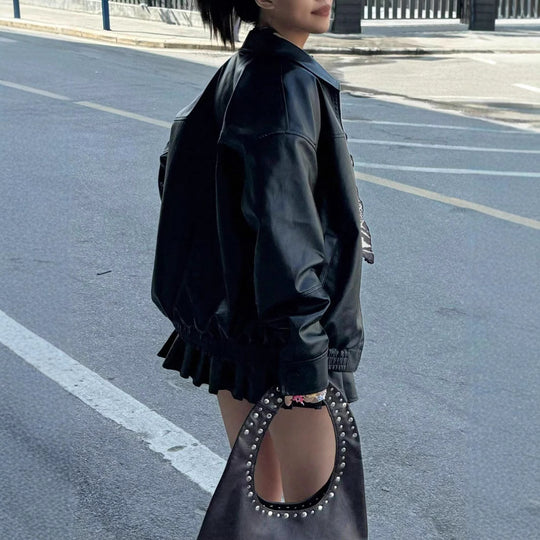 Damen Elegante und lässige Kunstlederjacke