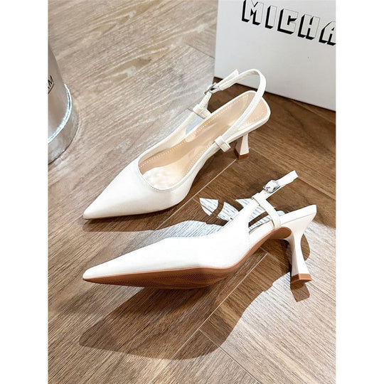 Damen Elegante spitz zulaufende Slingback-Pumps mit sculpted Kitten-Absatz und verstellbarem Riemen Shop Nory