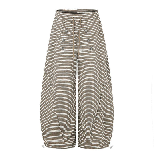 Damen Weite Palazzo-Culotte-Sweathose mit Tunnelzugbund und Zierknopfleiste Shop Nory