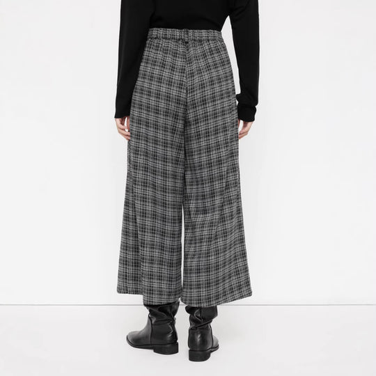 Damen weite Culotte-Hose mit Karomuster und hoher Taille Shop Nory