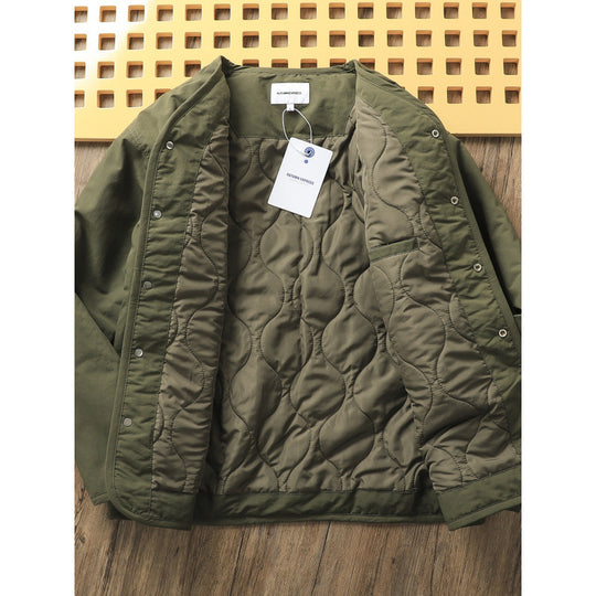 Herren Leicht wattierte Thermo-Linerjacke mit Druckknopfverschluss und gerundetem Saum Shop Nory