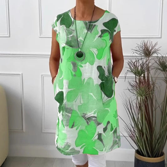 Damen Leichtes Strandkleid mit floralem Muster und Taschen