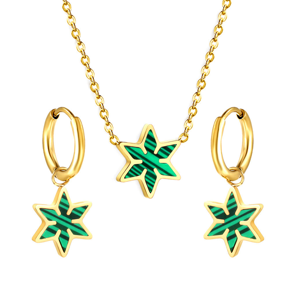 Damen Schmuckset mit funkelndem Blatt-Anhänger und eleganten Ohrsteckern Shop Nory