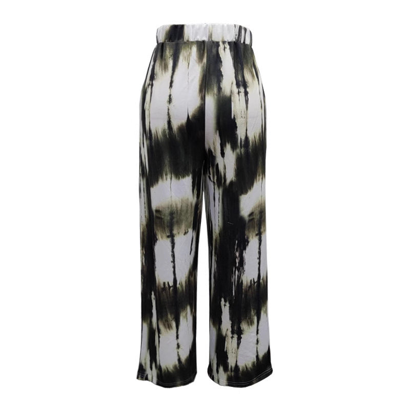 Damen Weite Palazzo-Hose mit hoher Taille und Batikmuster Shop Nory