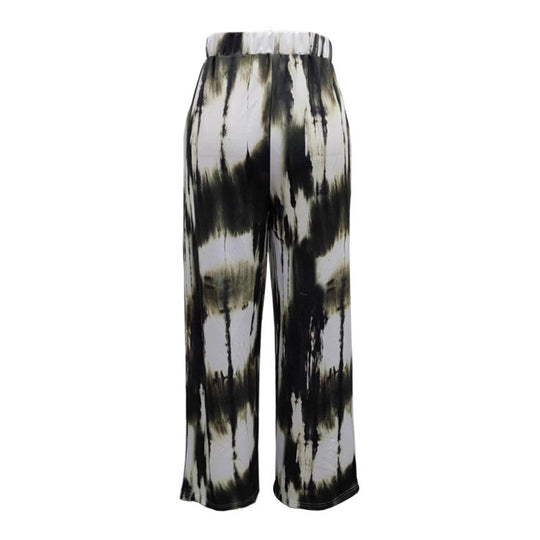 Damen Weite Palazzo-Hose mit hoher Taille und Batikmuster Shop Nory