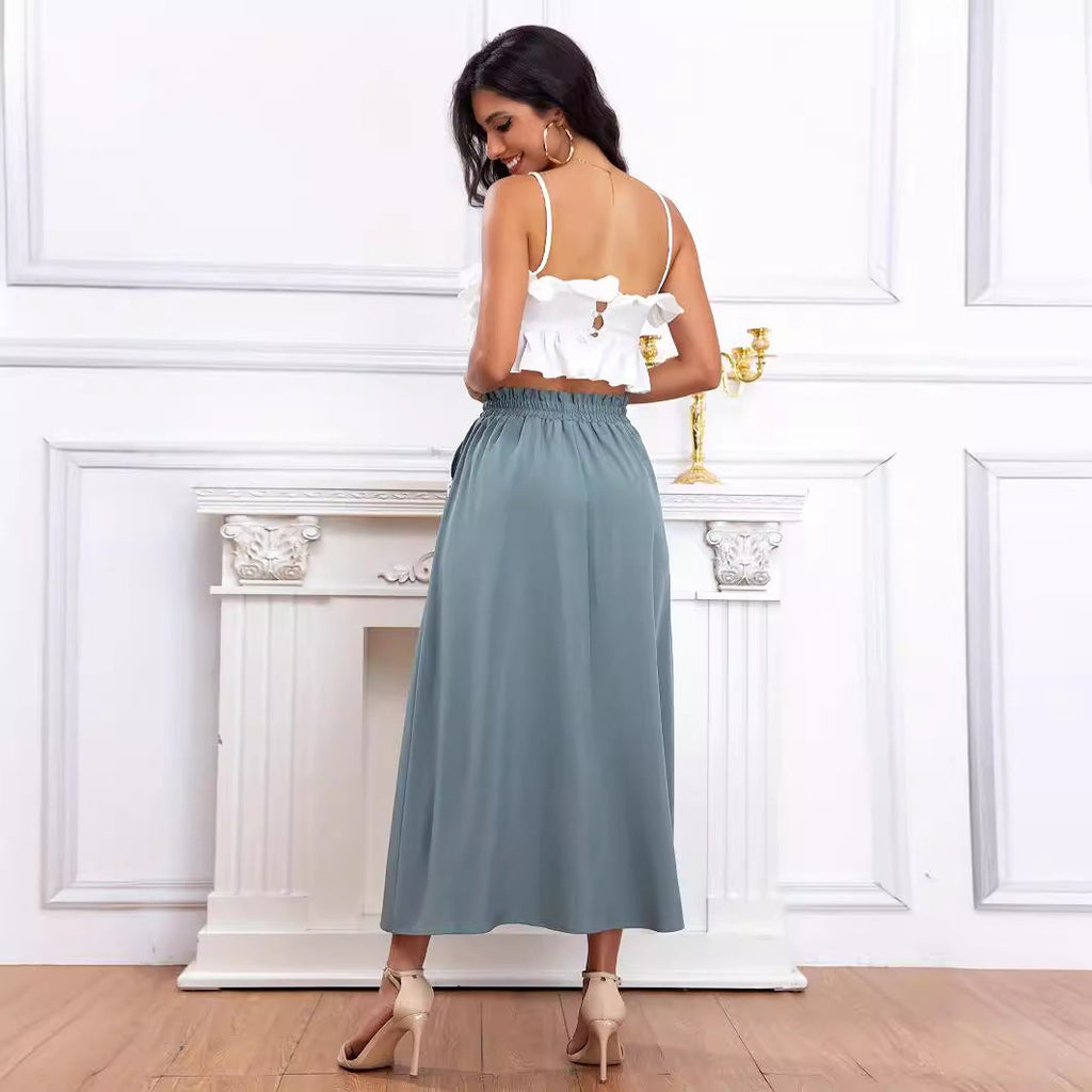 Damen Elegantes Midirock mit gerafftem Bund und Dekoschleifen Shopnory