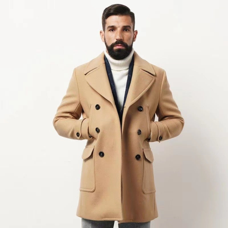 Herren Doppelreihiger Peacoat aus Wollmix mit Metallknöpfen und aufgesetzten Pattentaschen Shop Nory
