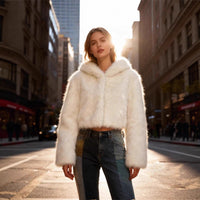 Beige-Apricot (Kapuze, kurze Jacke)