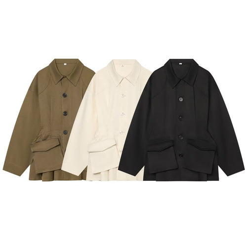 Damen Kurzjacke im Utility‑Stil mit weitem Schnitt und großen Klappentaschen Shop Nory