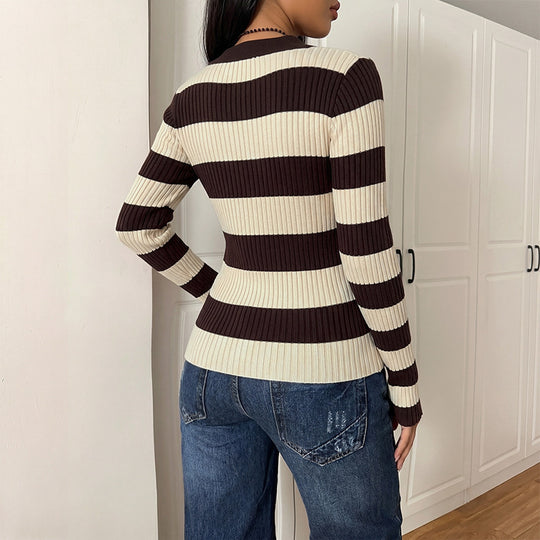 Damen Elegante Strickbluse mit modernem Kragen Shop Nory
