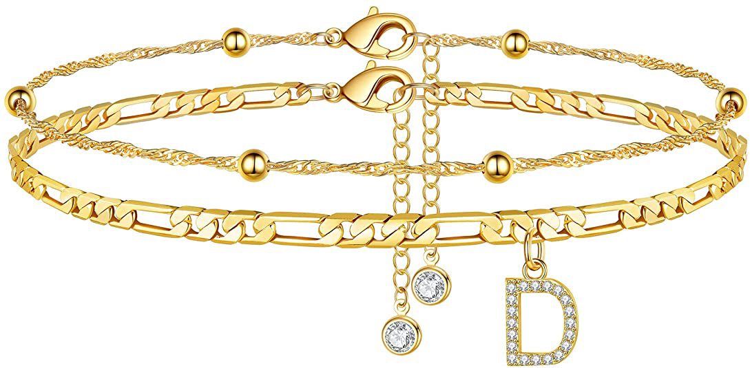 Damen Fußkettchen mit personalisiertem Anhänger und funkelnden Zirkonia-Elementen Shop Nory