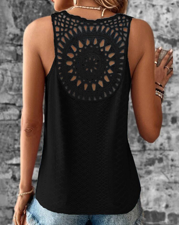Damen luftiges Häkelshirt mit einzigartigem Rückendetail
