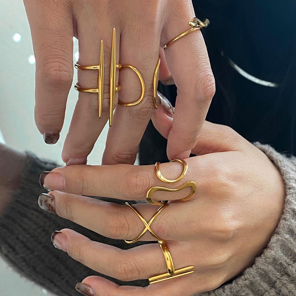 Damen Offener Ring mit elegantem Design und dreifacher Struktur Shop Nory