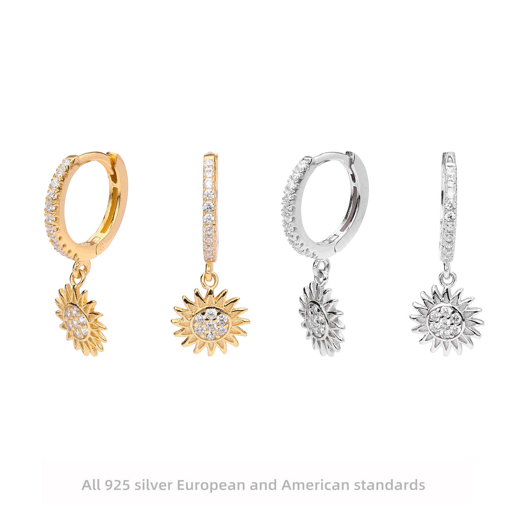 Damen Ohrhänger mit swingendem Sonnenmotiv aus 925 Sterling Silber Shop Nory
