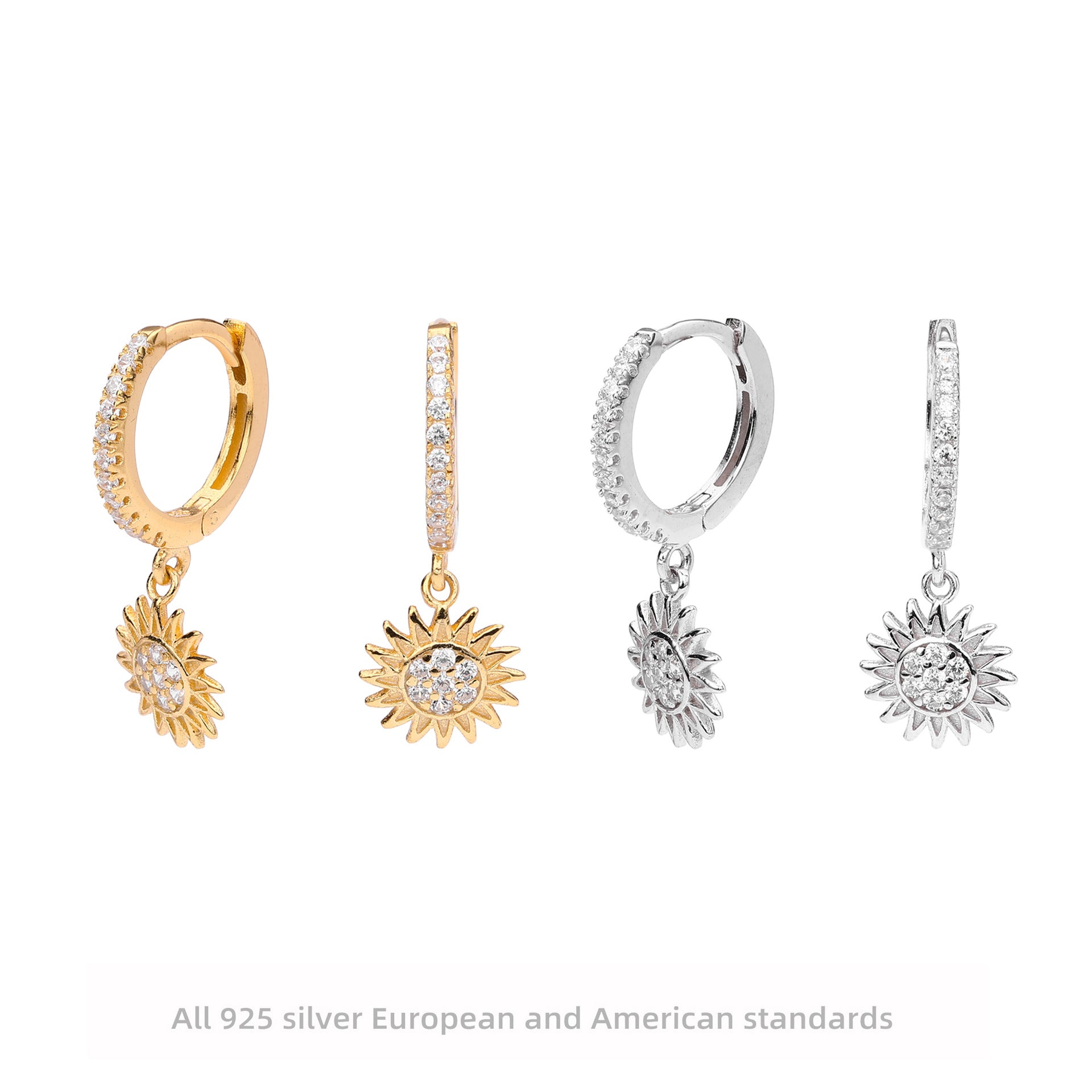 Damen Ohrhänger mit swingendem Sonnenmotiv aus 925 Sterling Silber Shop Nory