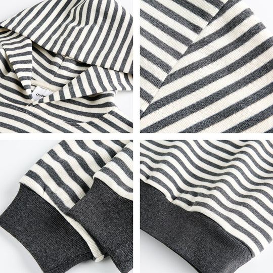 Unisex Gestreifter Oversize-Hoodie aus Baumwoll-Mix mit Rippbündchen Shop Nory