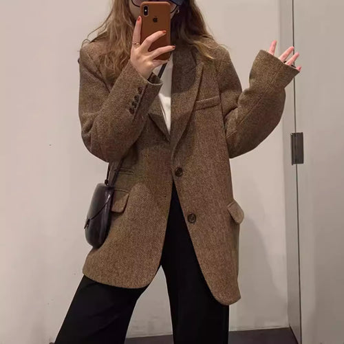 Damen Modischer Tweedblazer Shop Nory