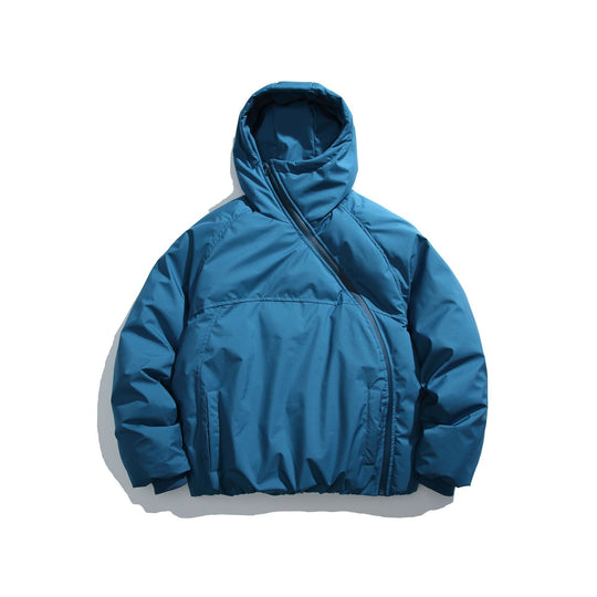 Unisex Kurz geschnittener asymmetrischer Steppparka mit Kapuze und Thermo‑Isolierung Shop Nory