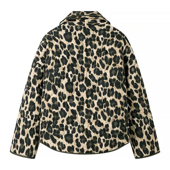 Damen Kurzjacke mit Leopardenprint, kastiger Silhouette und Schalkragen Shop Nory