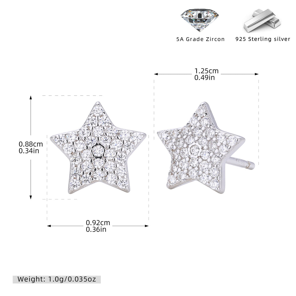 Damen Ohrstecker mit funkelndem Sternendesign aus 925 Sterling Silber Shop Nory