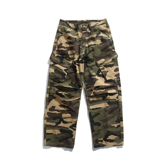Herren Cargo-Hose in weiter Passform mit Tarnmuster, großen Pattentaschen und Ripstop-Optik Shop Nory