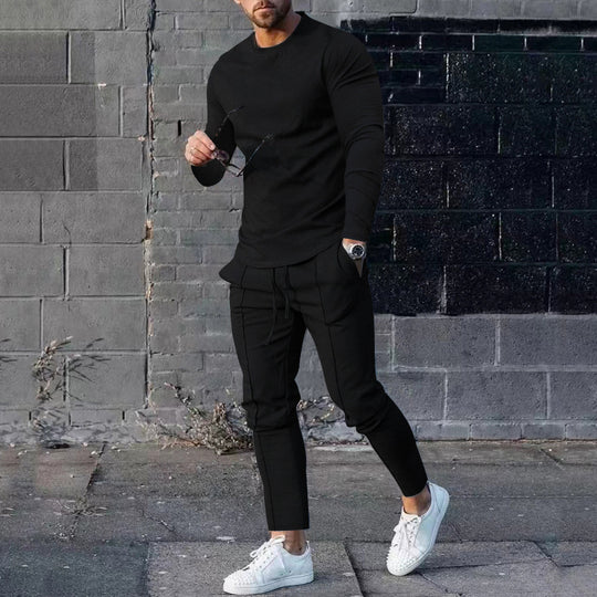 Herren nan athletisches Longsleeve- und Nahtdetail-Jogginghose-Set mit schlanker Passform Shop Nory