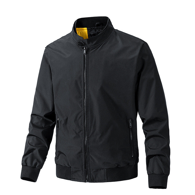 Herren leichte winddichte Bomberjacke mit Stehkragen und Reißverschluss Shop Nory