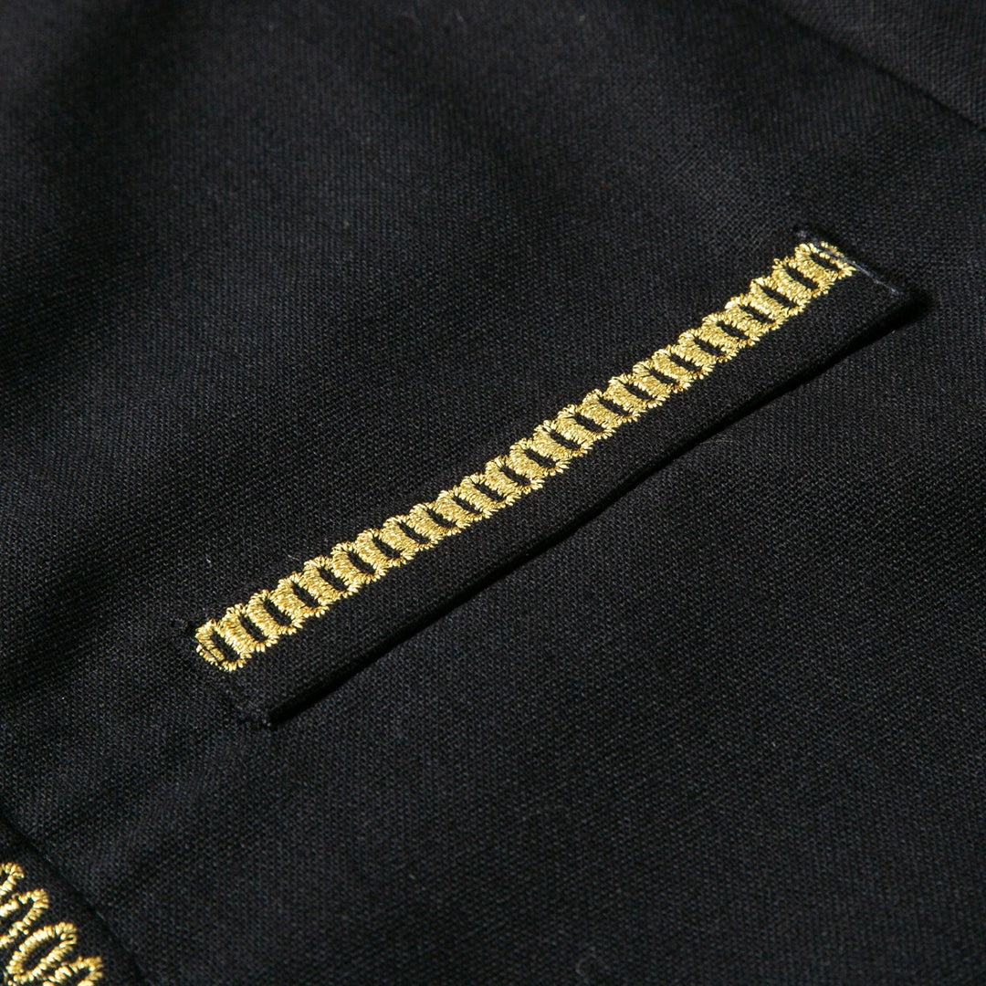 Herren Elegante Langtunika mit Rundhalsausschnitt, Frontreißverschluss und goldener Zierstickerei Shop Nory
