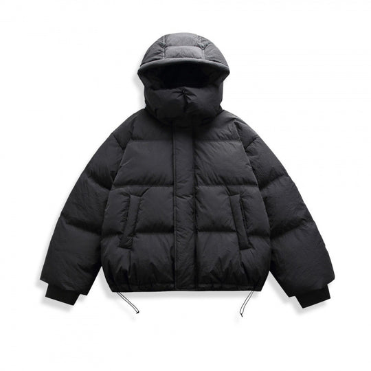 Unisex Kurze Steppjacke mit Kapuze, hohem Stehkragen und verstellbarem Saum Shop Nory