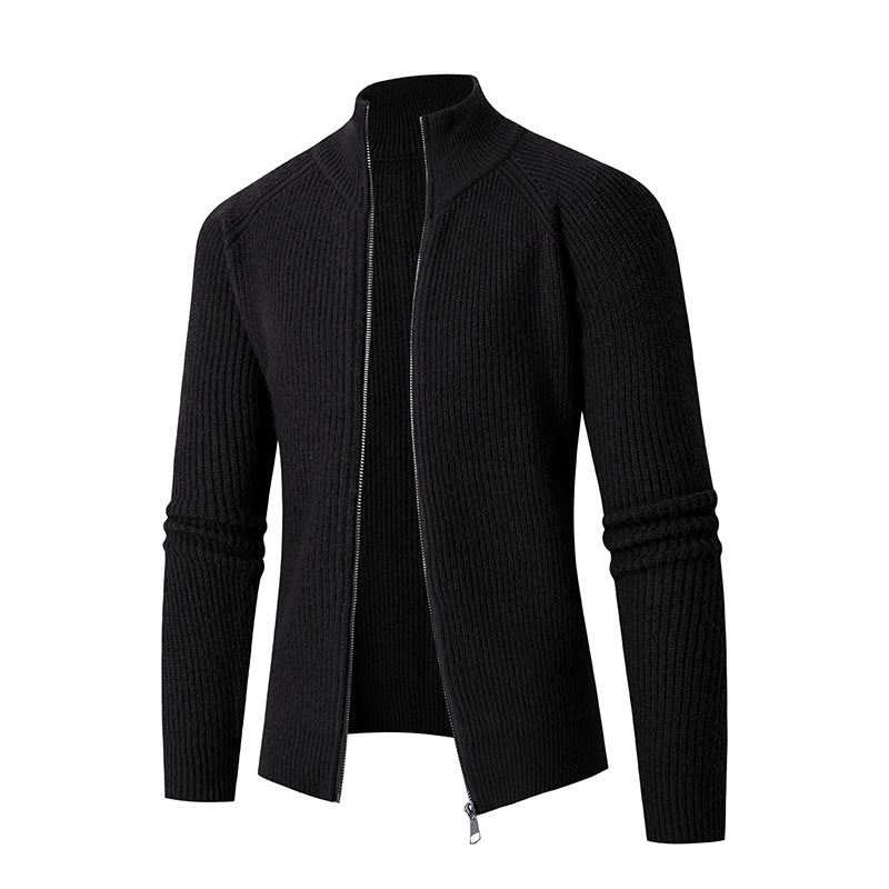 Herren schlanker Zip-Cardigan aus Merino-Mix mit Rippstruktur und Raglanärmeln Shop Nory