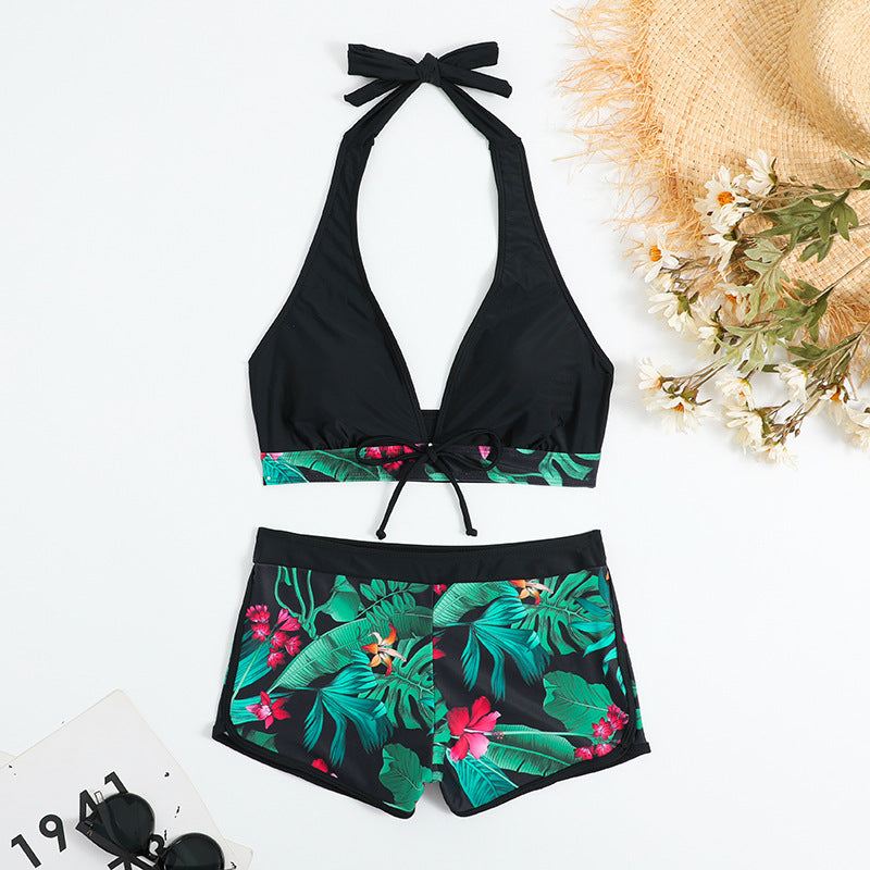 Damen Bikini-Set mit floralem Muster und herausnehmbarem Push-Up-BH
