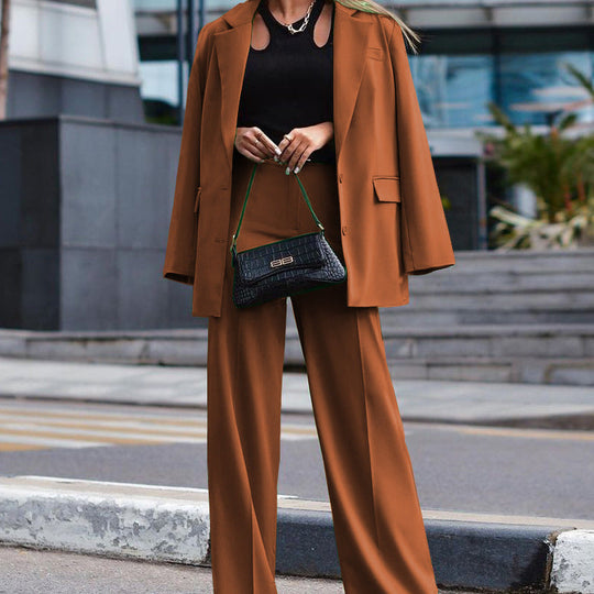 Damen Oversized Blazer und Weite Hose Kombination Shopnory