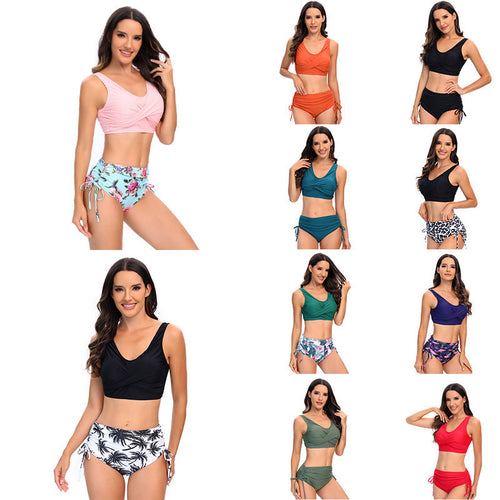 Damen Hochtailliertes Bikini-Set mit verstellbaren Trägern